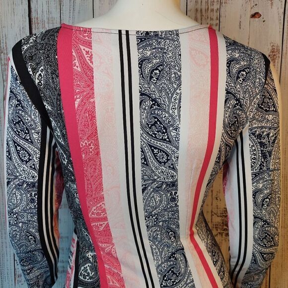 New York & Co Womens Paisley Stripe Ruffled Dress sz XS - Picture 5 of 15